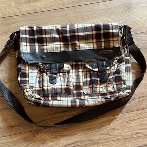 Brown and Black Messenger Bag with Adjustable Strap